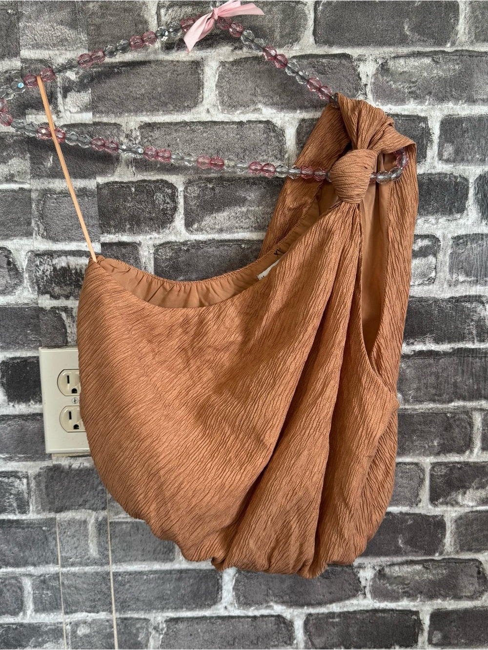 NWT Abercrombie & Fitch one shoulder top brown shirt
